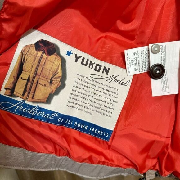 Eddie Bauer Womens Yukon Classic Taupe Orange Down Puffer Jacket Large - Picture 5 of 9